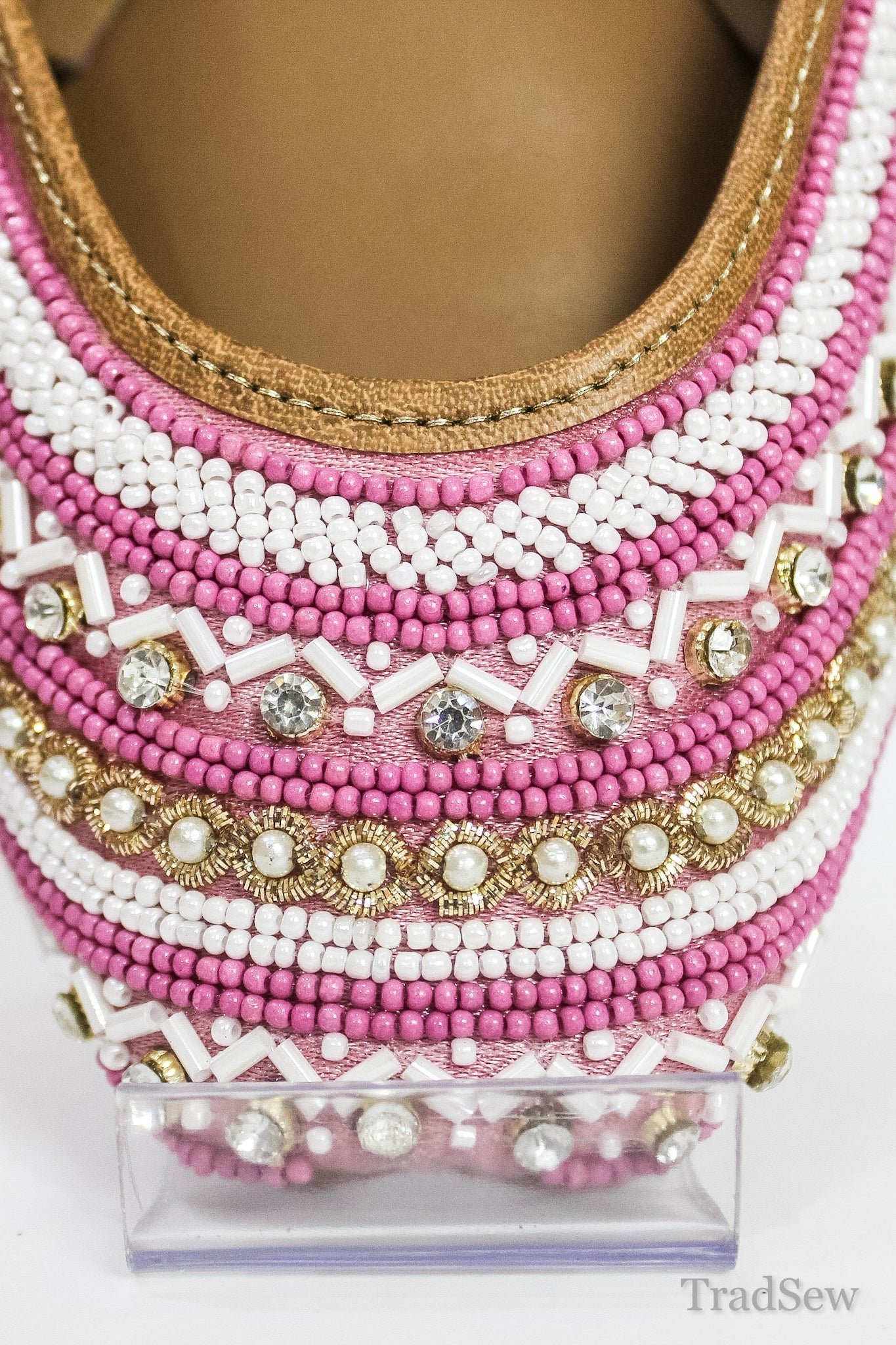 Pink Radiance Beaded Jutti by Tradsew