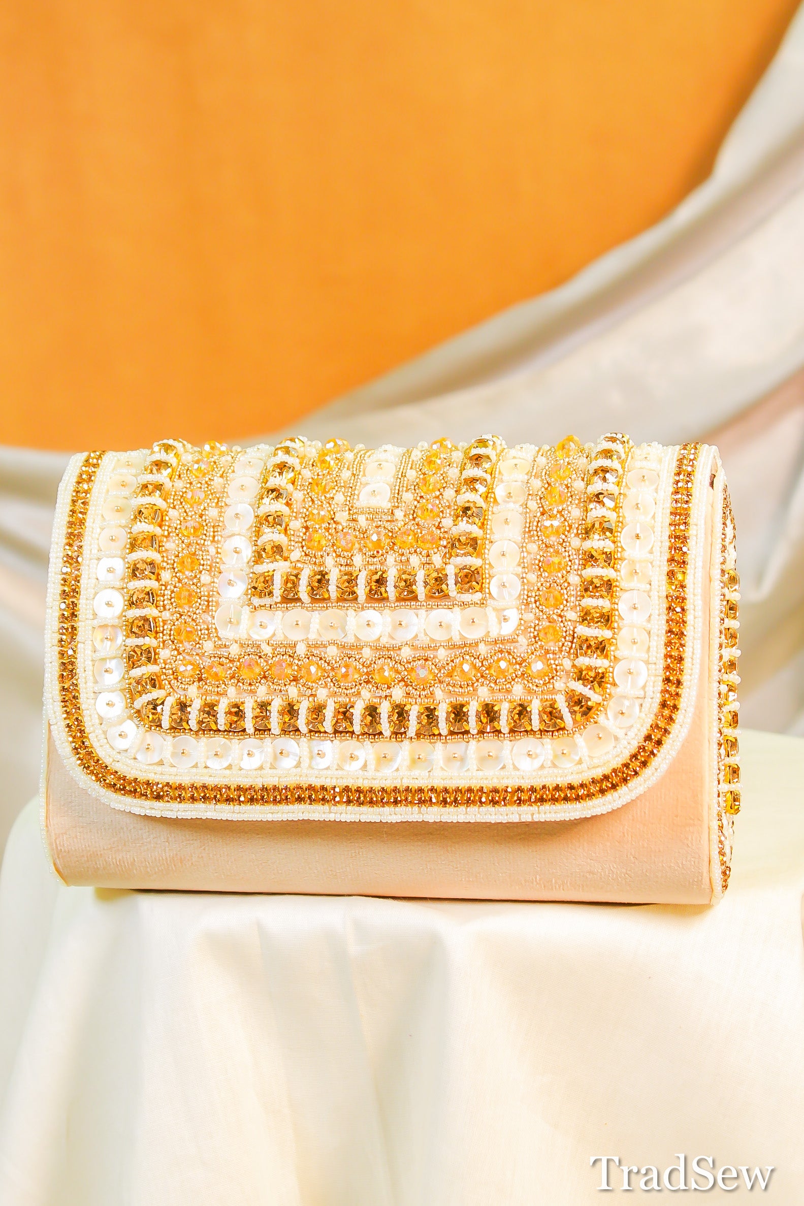 Prisha Beige Handcrafted Designer Handbag for Women