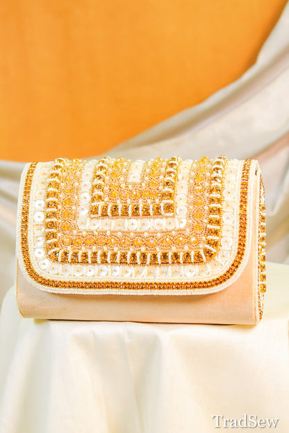 Prisha Beige Handcrafted Designer Handbag for Women