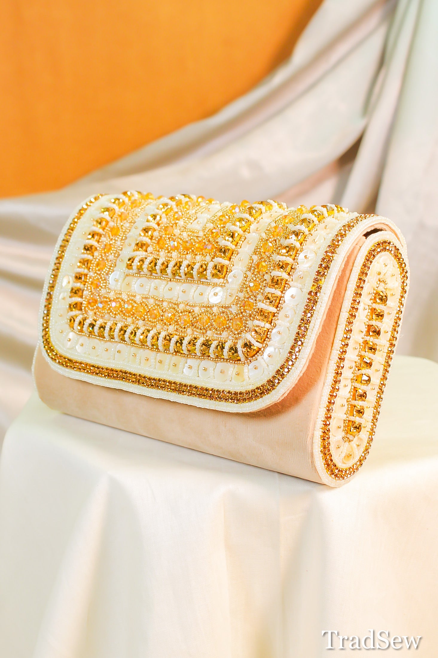 Prisha Beige Handcrafted Designer Handbag for Women