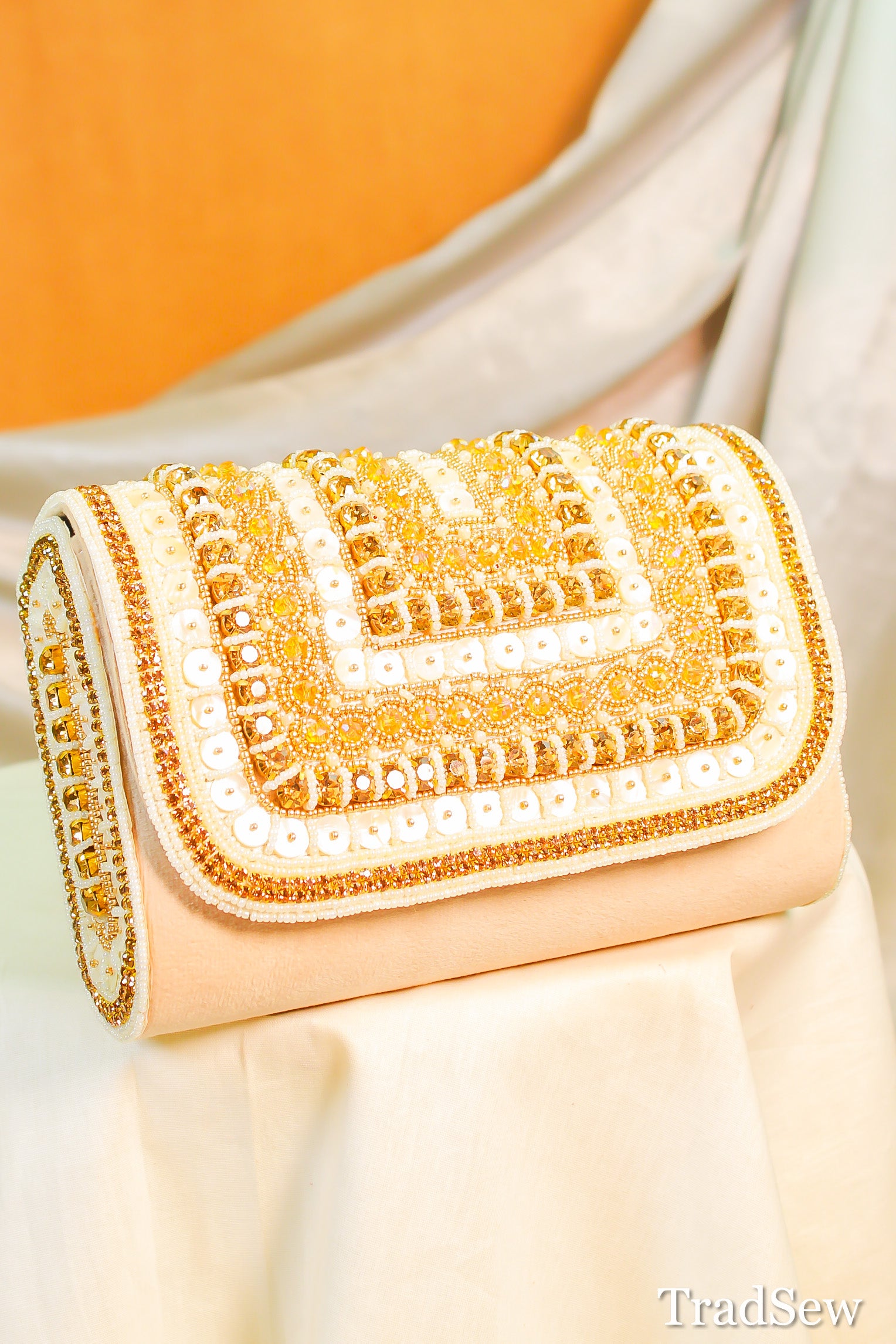 Prisha Beige Handcrafted Designer Handbag for Women