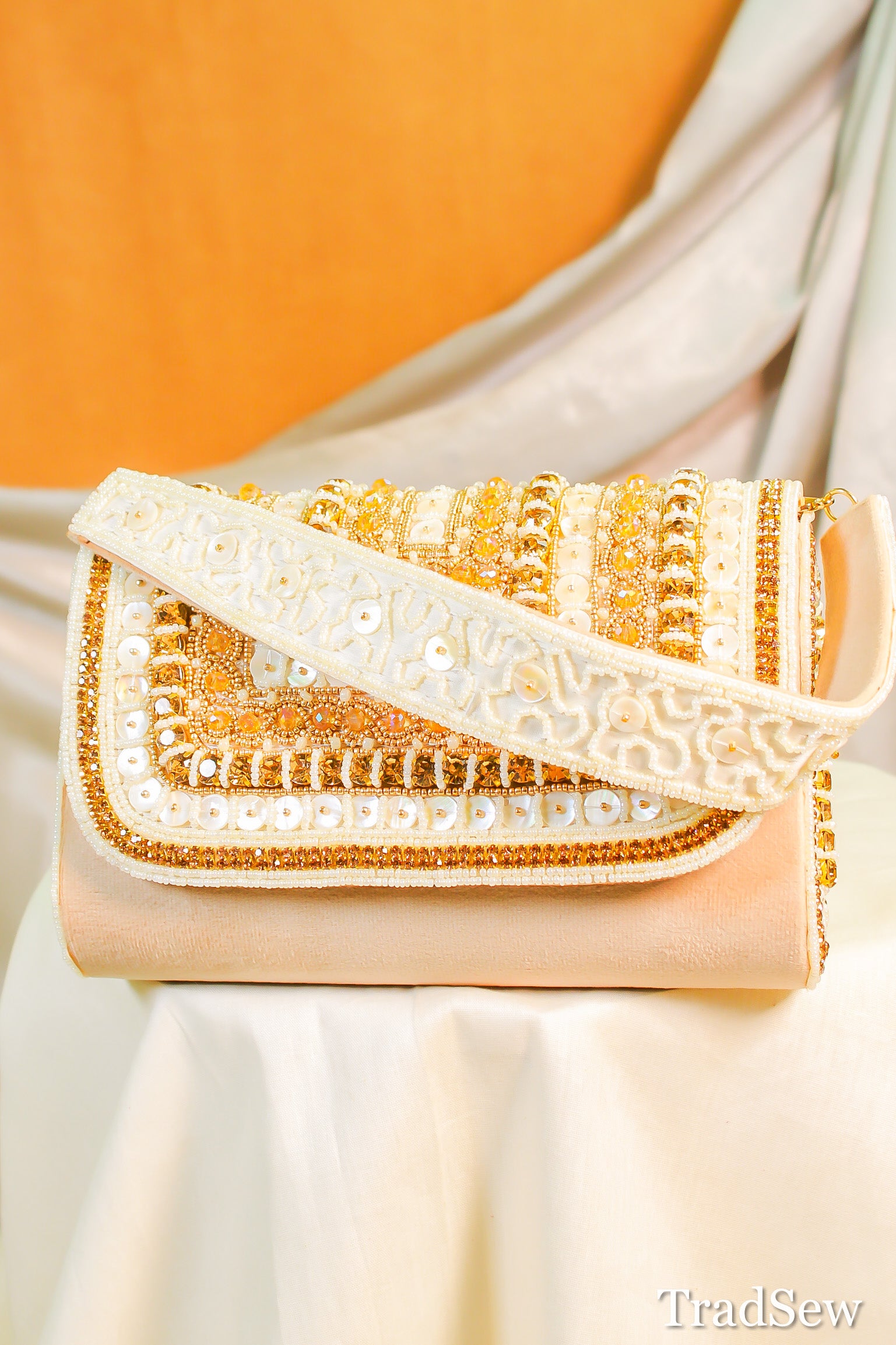 Prisha Beige Handcrafted Designer Handbag for Women