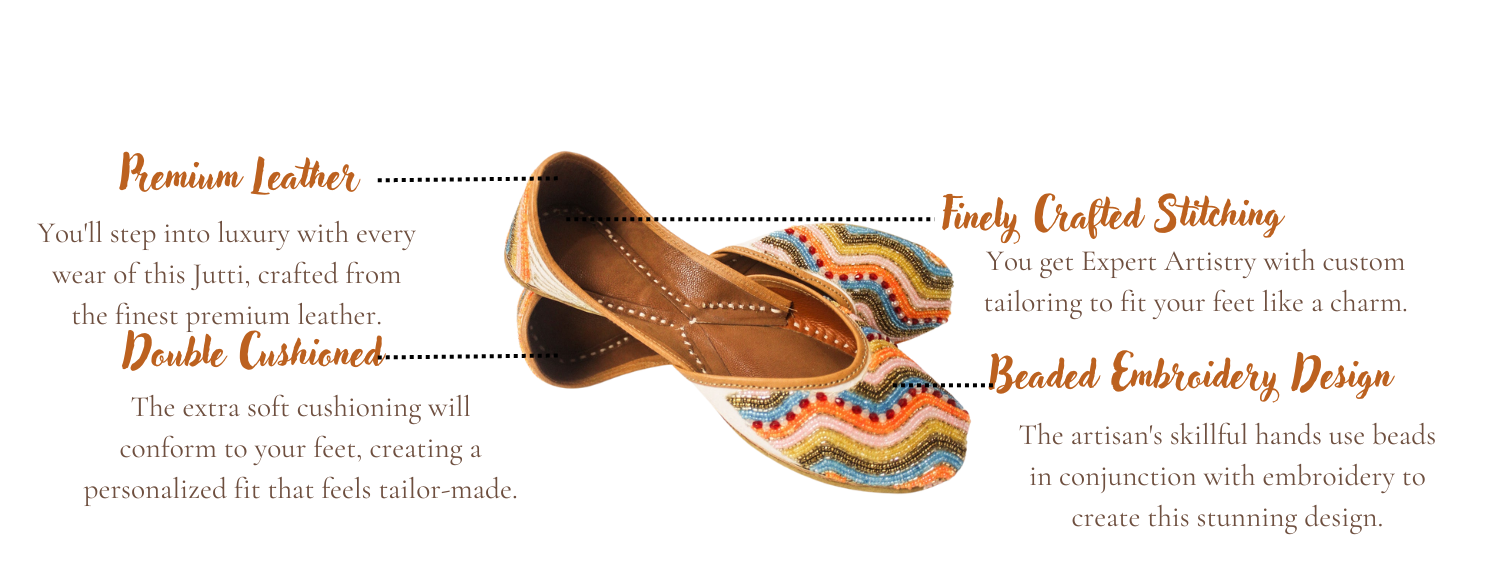 Featuring highlights of rangoli multicolor punjabi jutti for ladies by tradsew