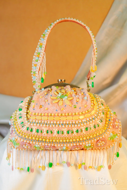 Reeva Peach Designer Handcrafted Handbags for Women