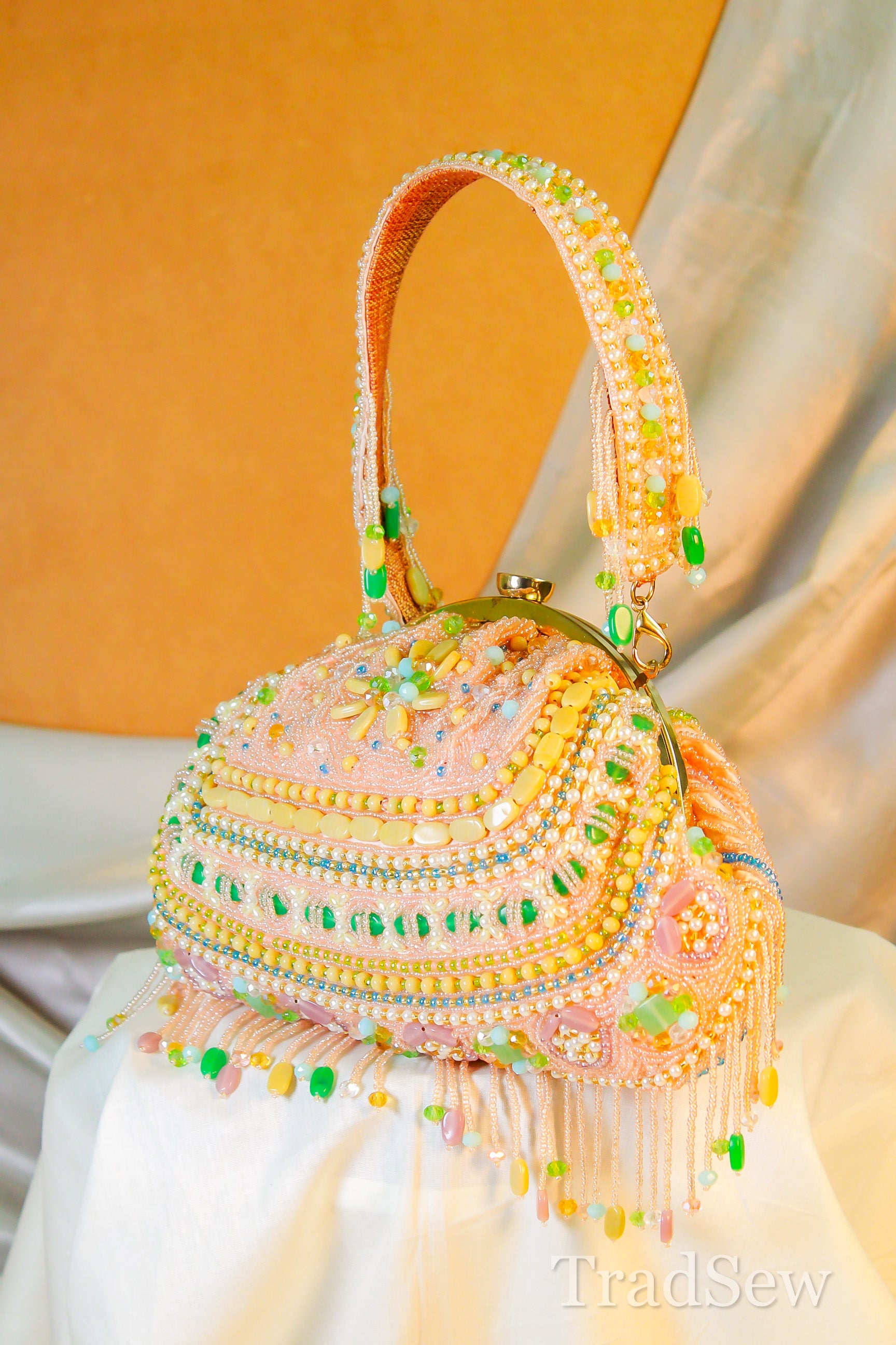Reeva Peach Designer Handcrafted Handbags for Women