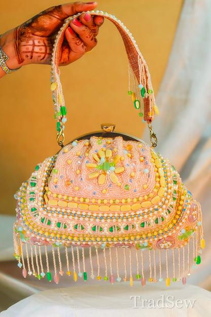 Reeva Peach Designer Handcrafted Handbags for Women