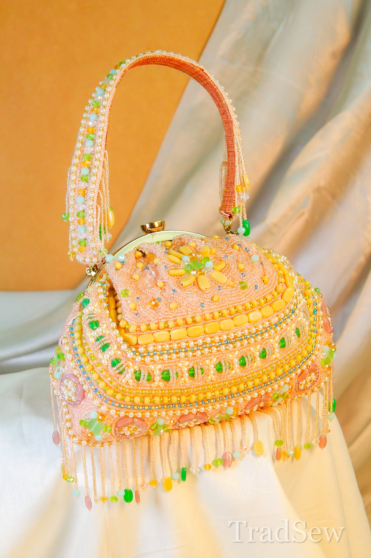 Reeva Peach Designer Handcrafted Handbags for Women