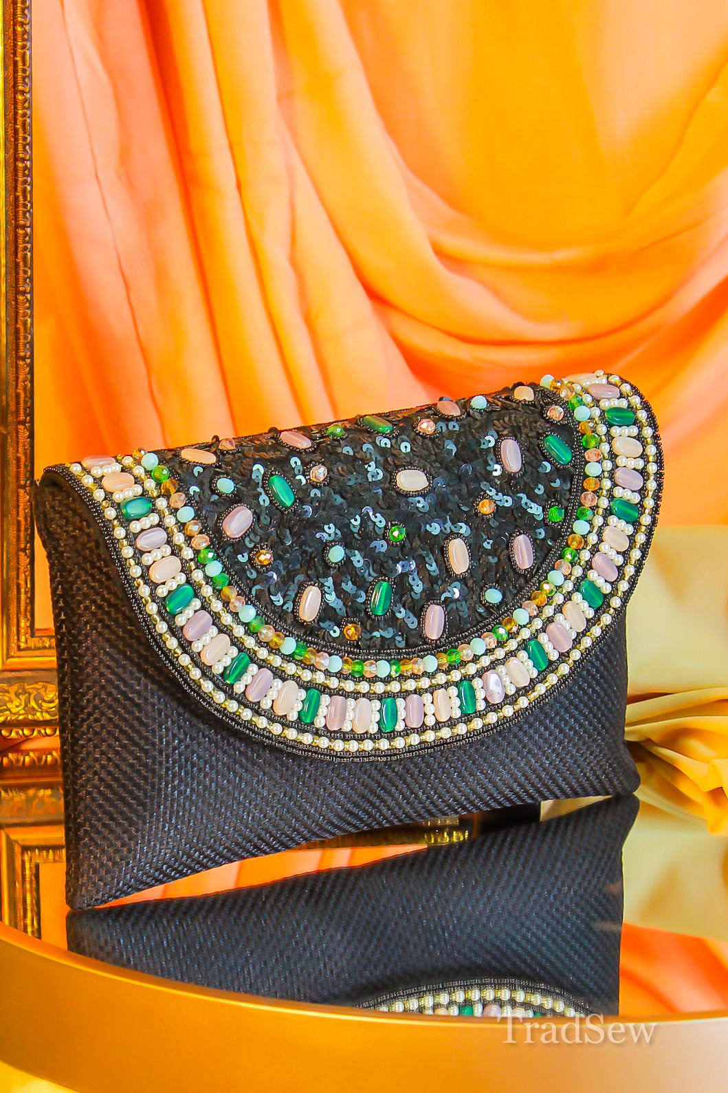 Riva Black Handcrafted Designer Flapbag for Women