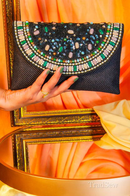 Riva Black Handcrafted Designer Flapbag for Women