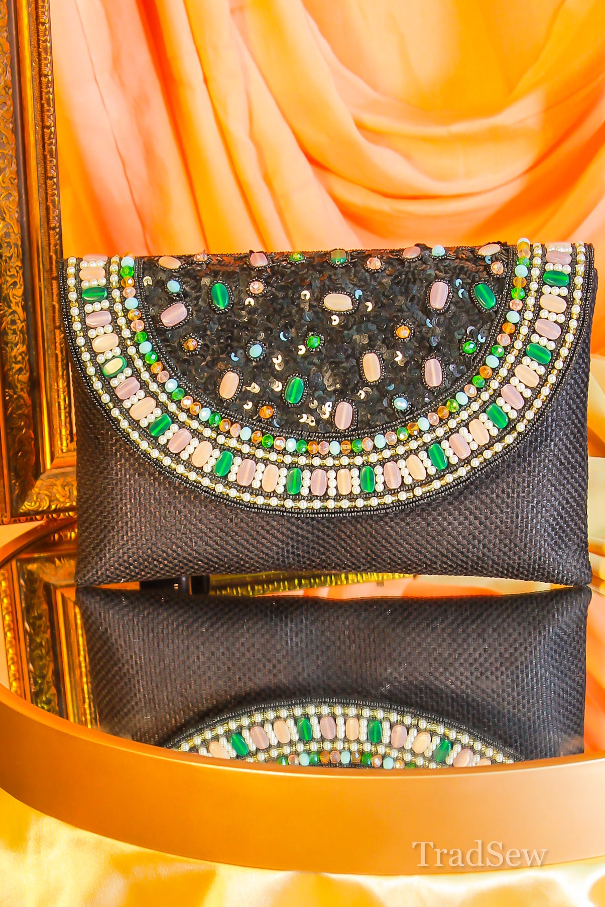 Riva Black Handcrafted Designer Flapbag for Women