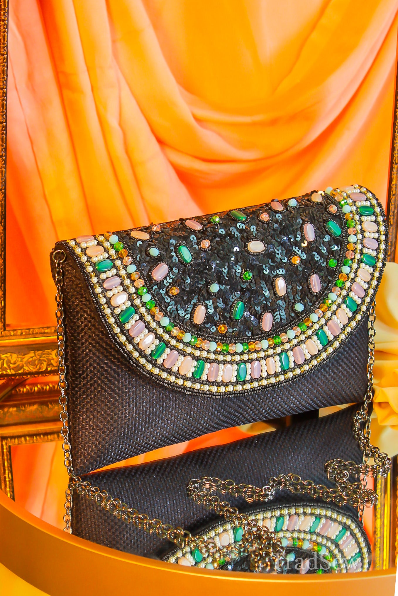 Riva Black Handcrafted Designer Flapbag for Women