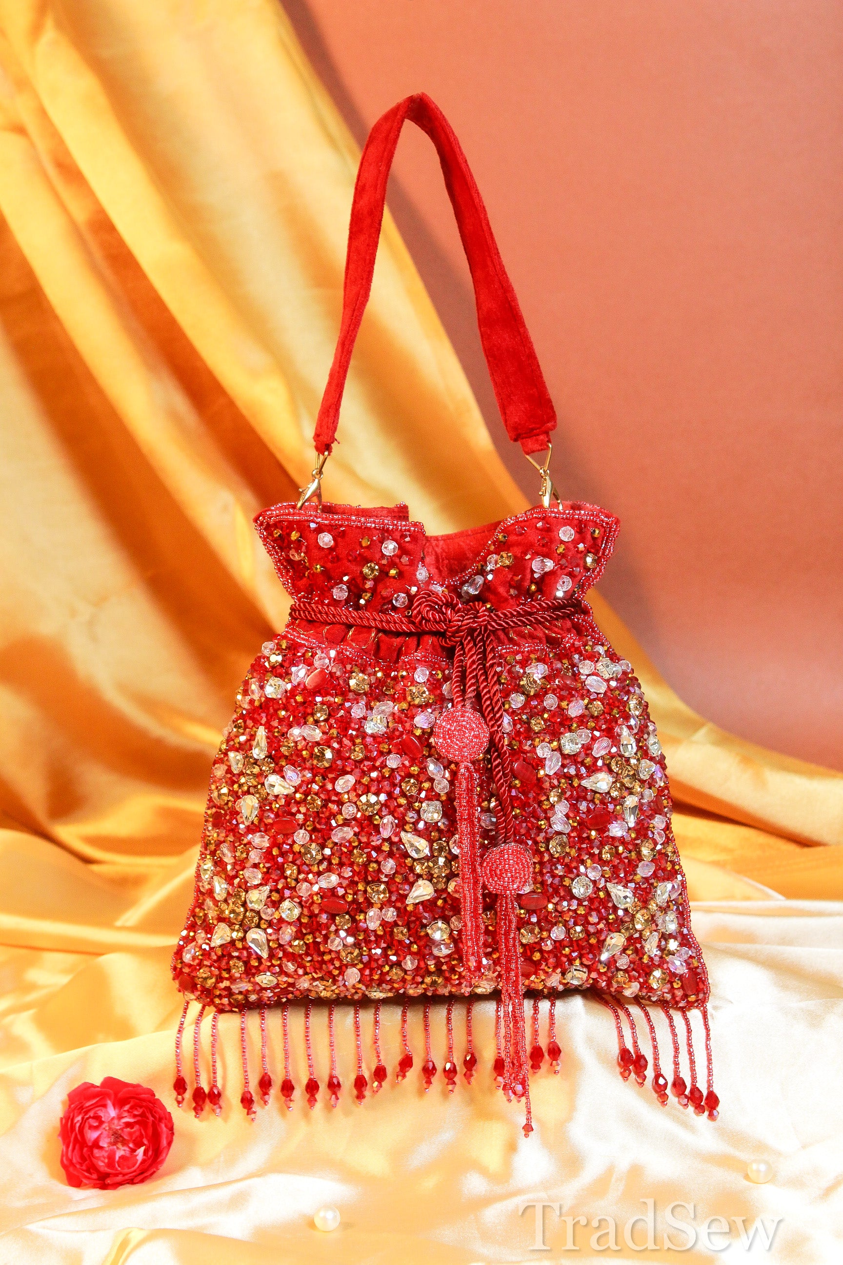 Sanvi Bliss Red Handcrafted Designer Potli for women