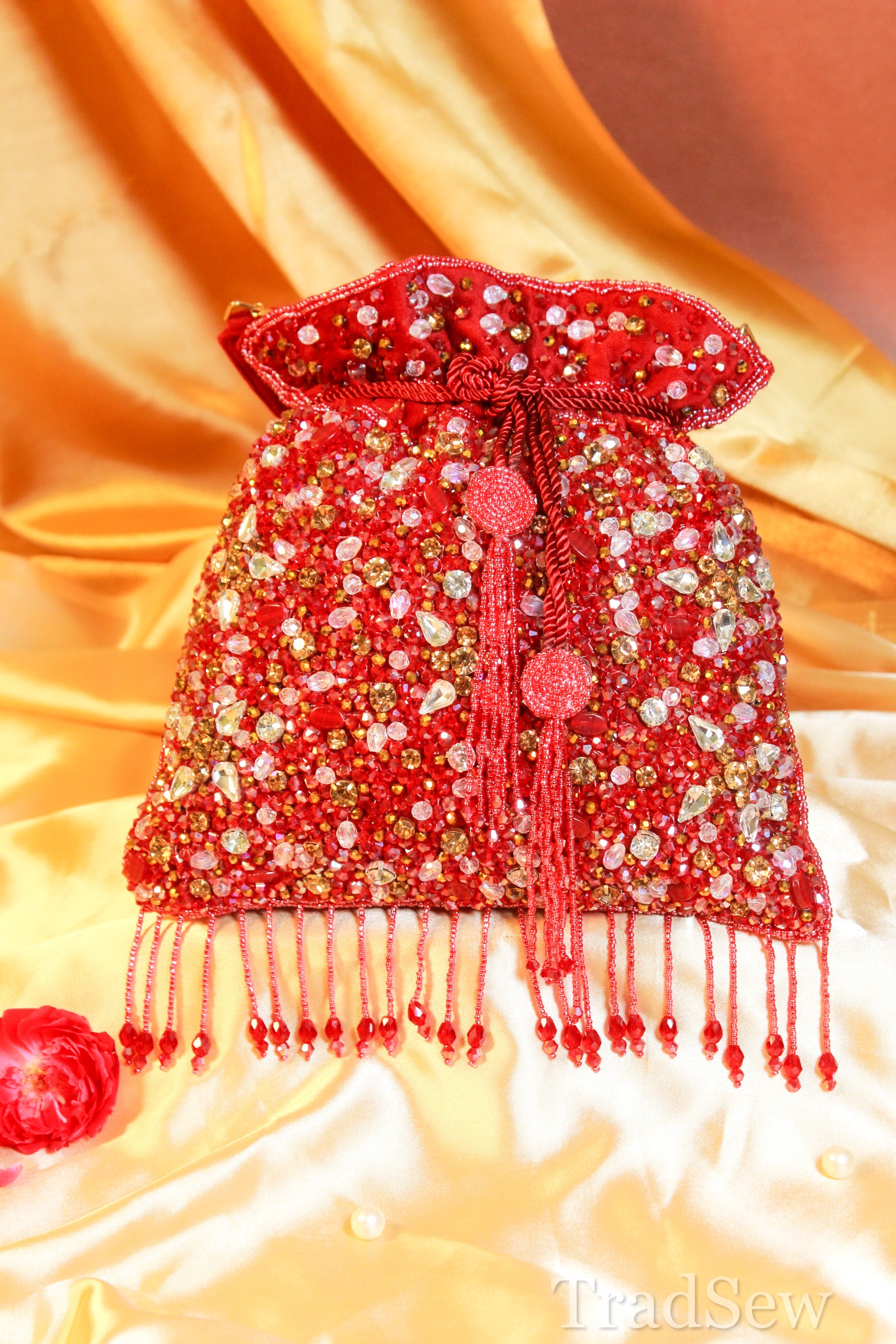 Sanvi Bliss Red Handcrafted Designer Potli for women