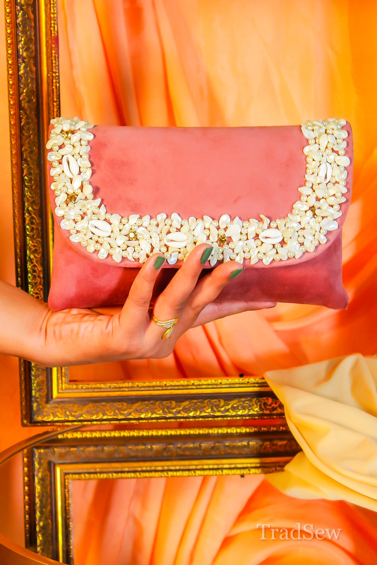 Shibana Pink Handcrafted Designer Flapbag for Women