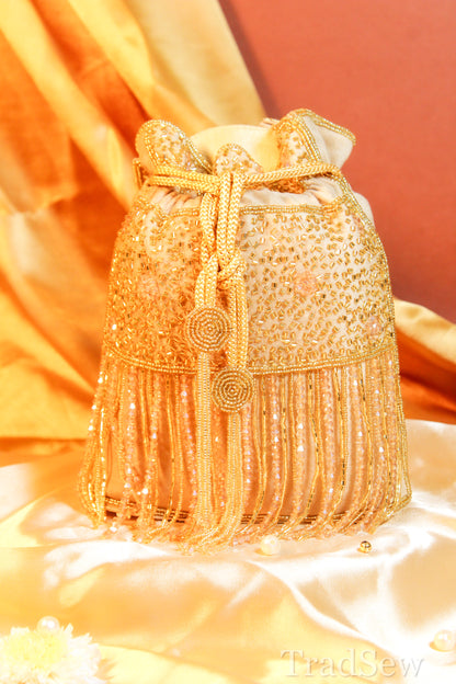 Trisha Peach Designer Handcrafted Potli For Women