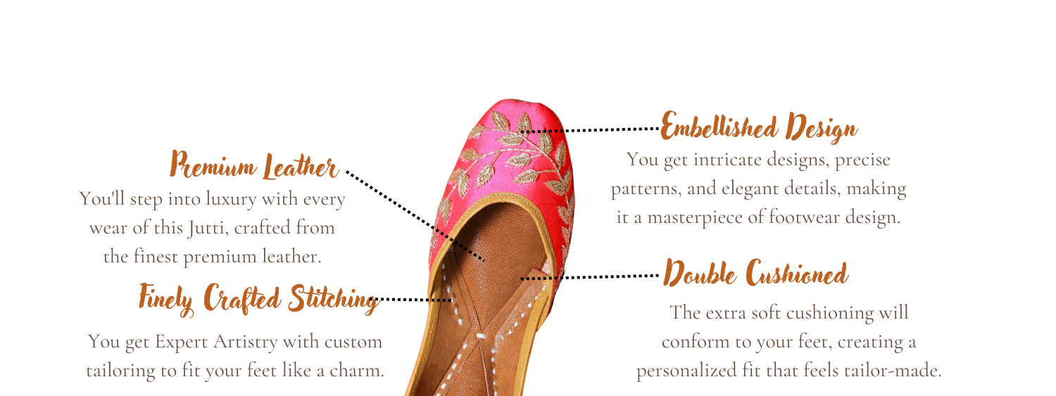 Featuring highlights of Umang pink punjabi jutti for ladies by tradsew