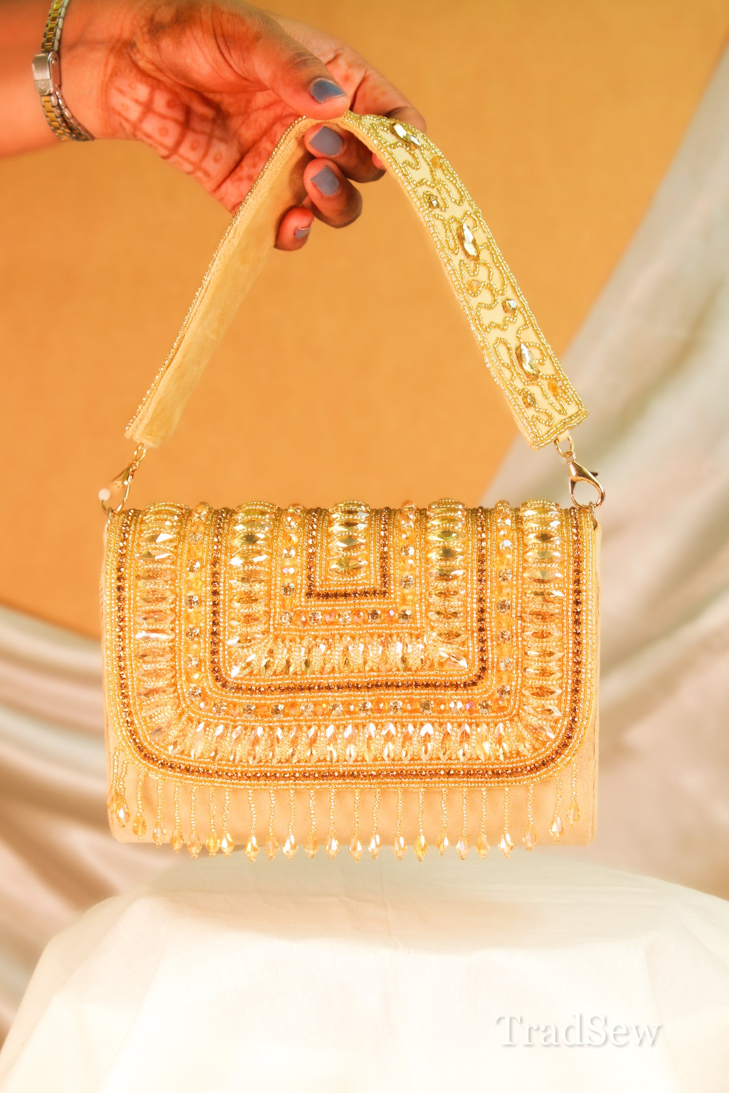 Vaani Golden Handcrafted Designer Handbags for Women