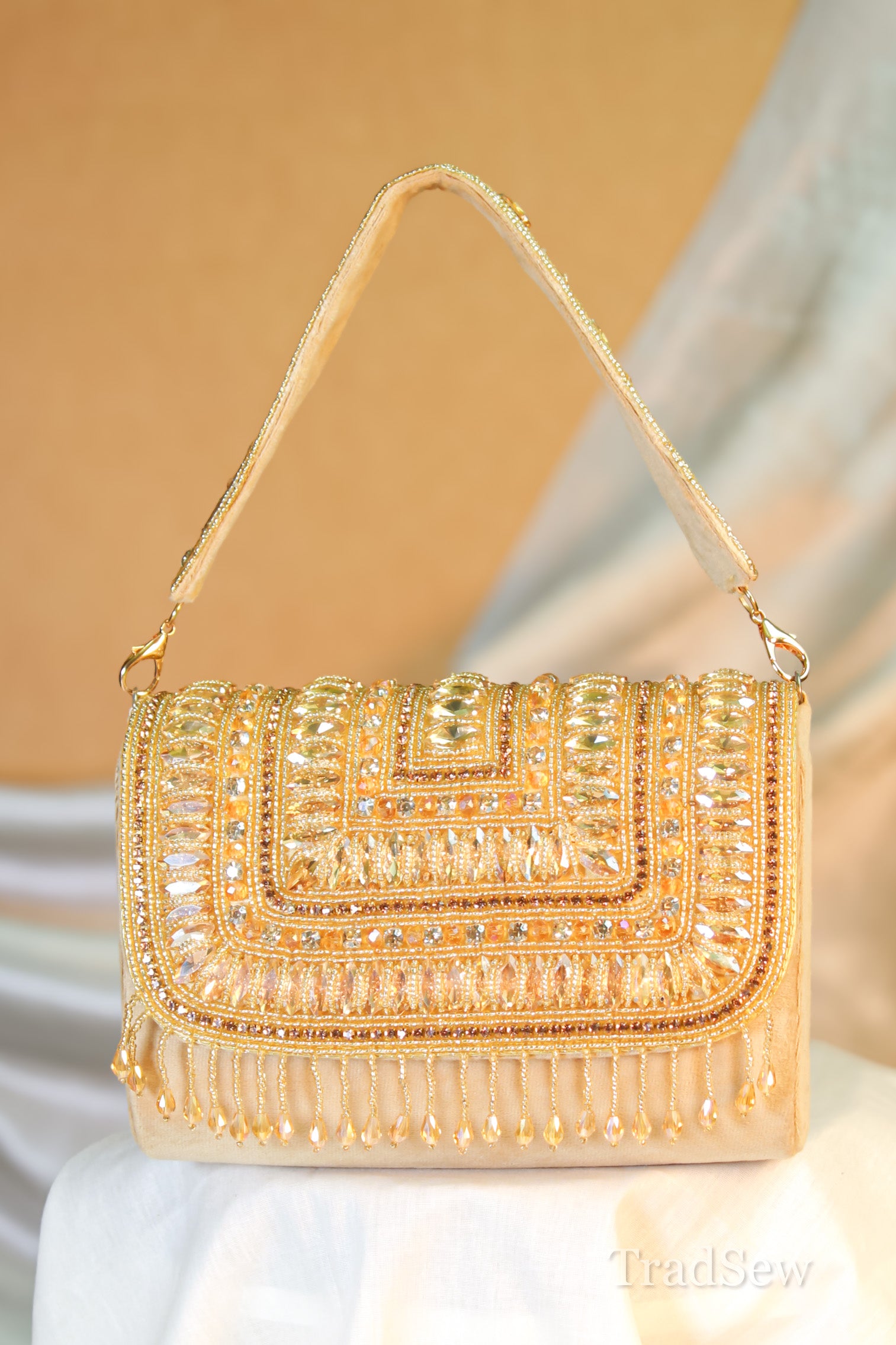 Vaani Golden Handcrafted Designer Handbags for Women
