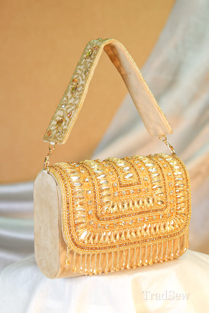 Vaani Golden Handcrafted Designer Handbags for Women